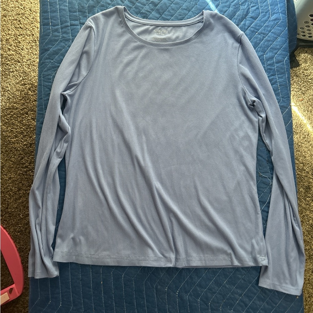 Nine West Light Blue Long Sleeve Women's Tee